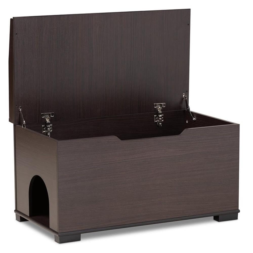 Baxton Studio Mariam Modern and Contemporary Dark Brown Finished Wood Cat Litter Box Cover House