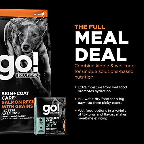 Go! Solutions Skin + Coat Care, Dry Dog Food, Salmon Recipe with Grains, 12 lb Bag