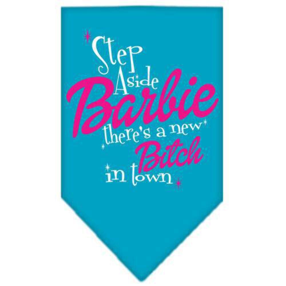 Pet and Dog Bandana Screen Printed, "Step Aside, There's A New Bitch In Town" Turquoise Small