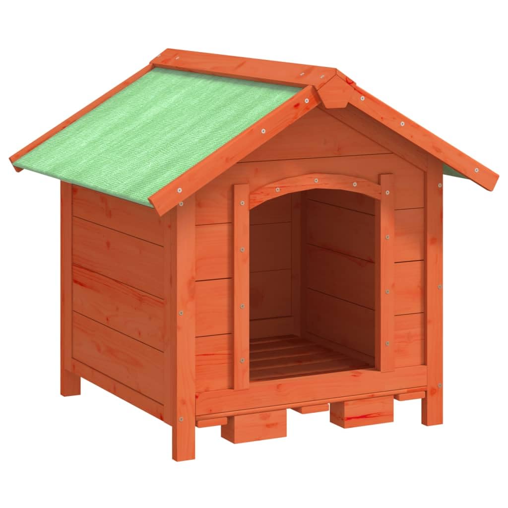 vidaXL Dog Kennel Outdoor Pet House Cage with Water-Resistant Roof, Solid Pine Wood, 25.6"x25.6"x24.2", Brown/Green