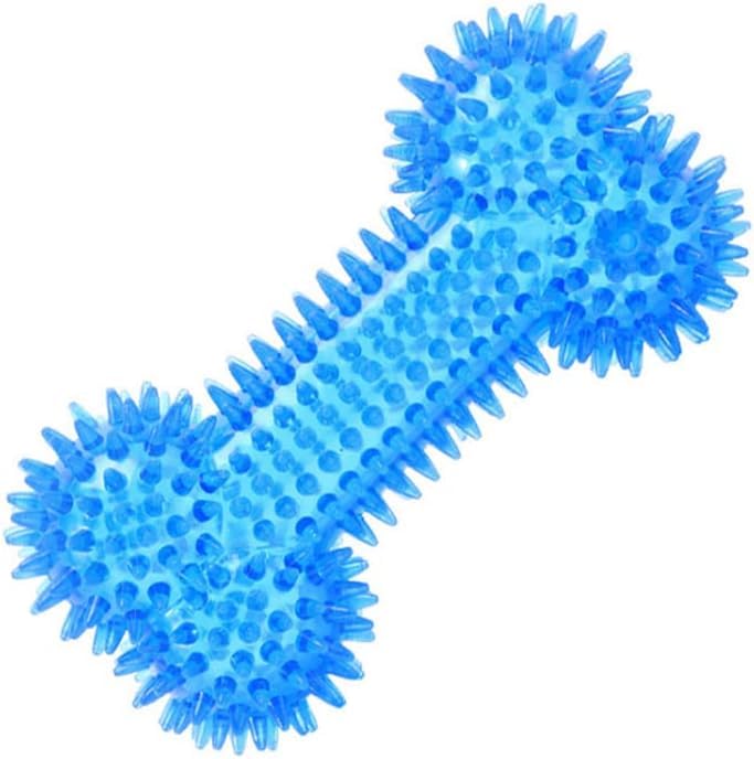 Madhabi Spiked Dumbbell Dog Chew Toy  Durable Rubber Interactive Teething Toy For Puppies And Small Medium Dogs, Dental Cleanin