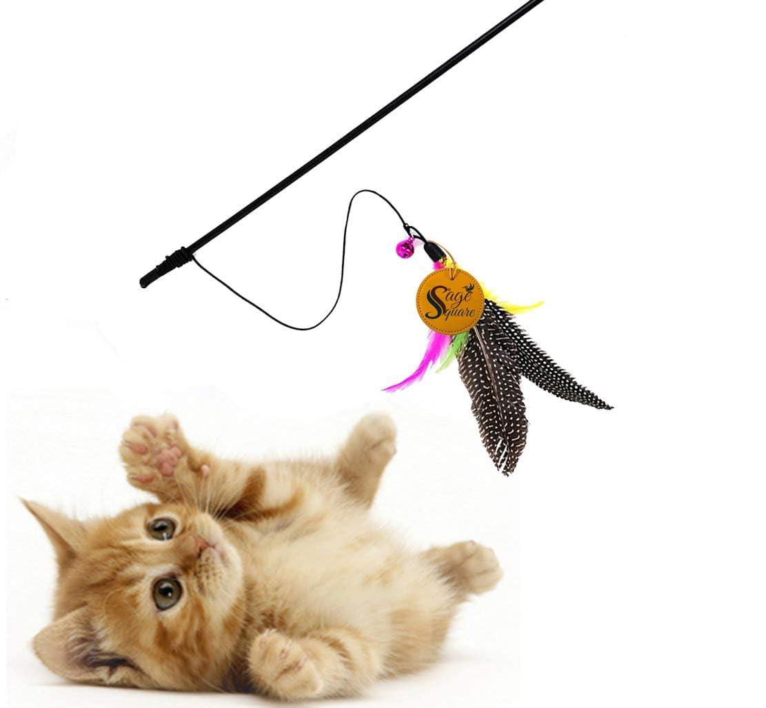 Sage Square Giant 48 Cm Jumbo Size Cat Playful PetFriendly Toy, Feather Teaser Stick, Training Toy, Fixable Pet Interactive Toy
