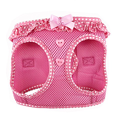 Doggie Design Dog Harness - No Choke Dog Harness, Dog Vest, Mesh Polyester, Pet Harness, Simple Step In And Go Design - Pink Polka Dot - S