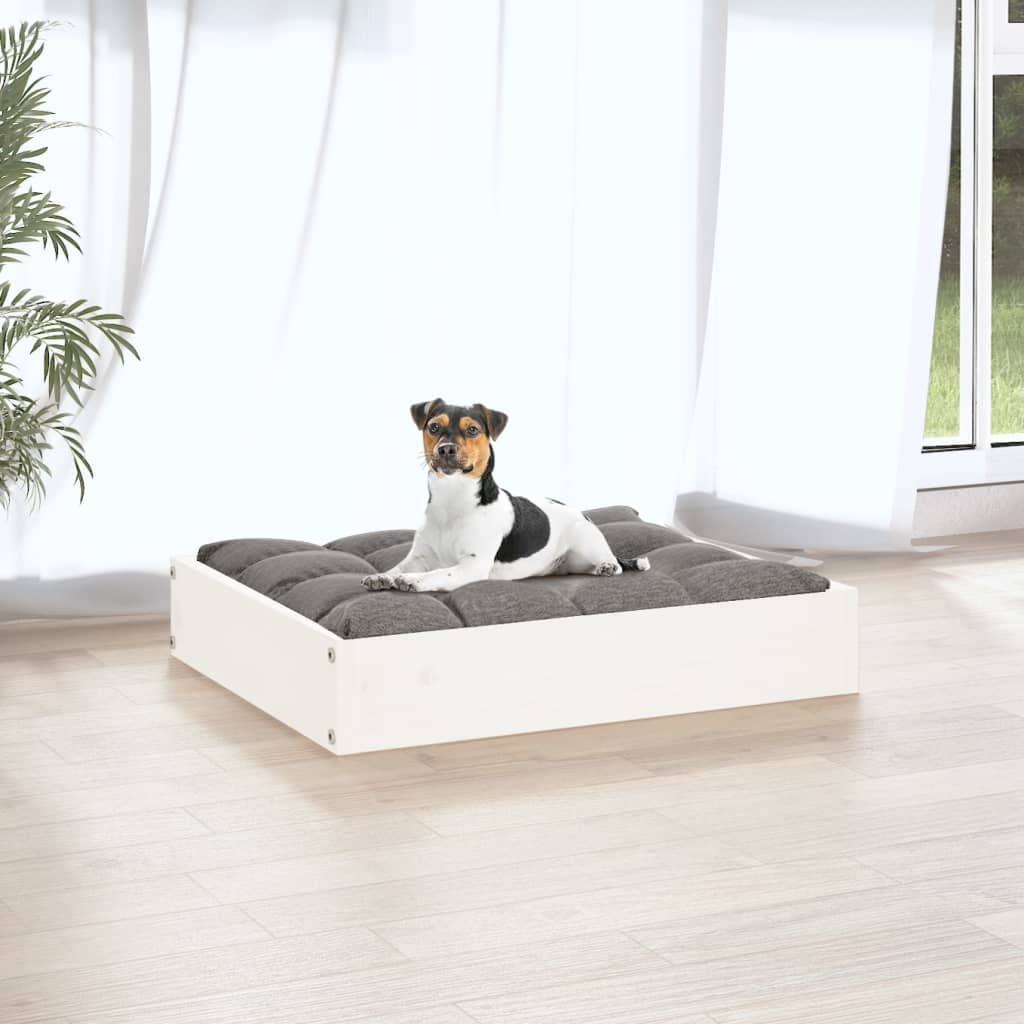 vidaXL Dog Bed in White - Solid Pinewood, Stable Frame, Easy Assembly, Minimalist Design, Comfortable Pet Sofa, Suitable for Indoor and Outdoor Use