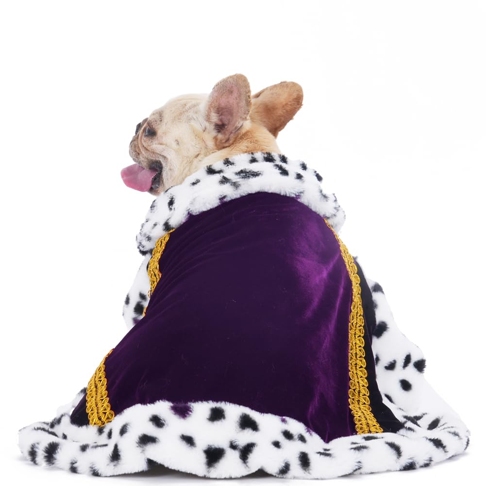 Lovelyshop Pet Serial Lux Fur Purple Cat Dog Cloak For Halloween Costumes, King Queen Prince And Princess Cosplay-M