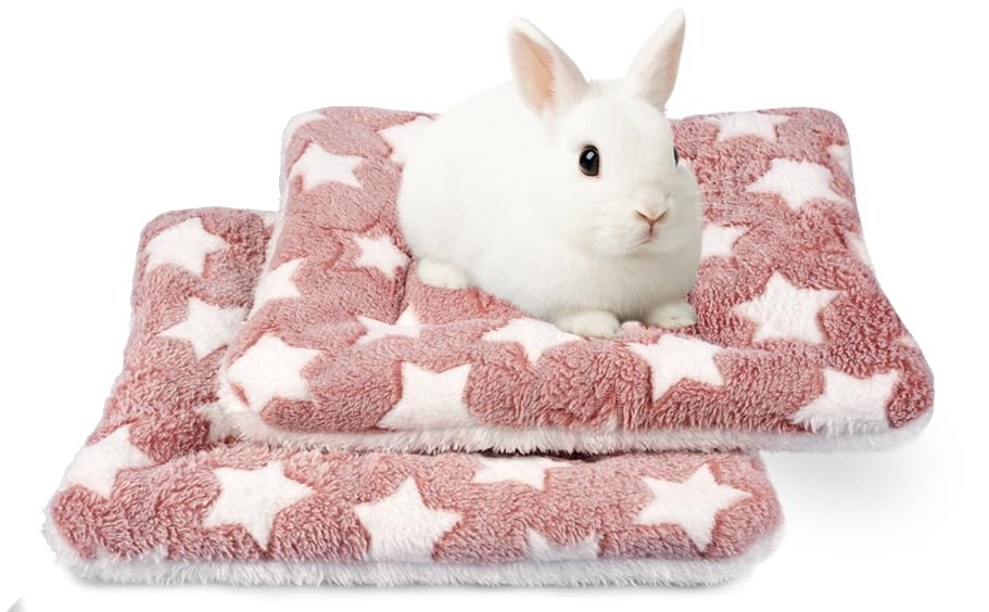 ARCTIC EAGLE 2 Pack Bunny Bed - 10 x 13 Inch Rabbit Pee Pads Bedding - Washable and Thickness Upgrade(Pink,M)