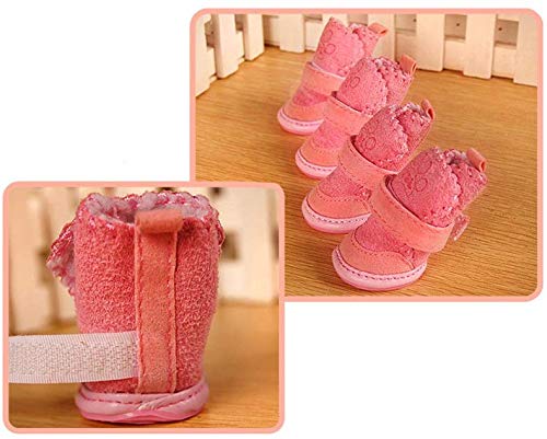 Payanwin Dog Boots Paw Protector, Anti-Slip Dog Shoes,Dog Australia Boots Pet Antiskid Shoes Winter Warm Skidproof Sneakers, For Small Dog (#1, Pink)
