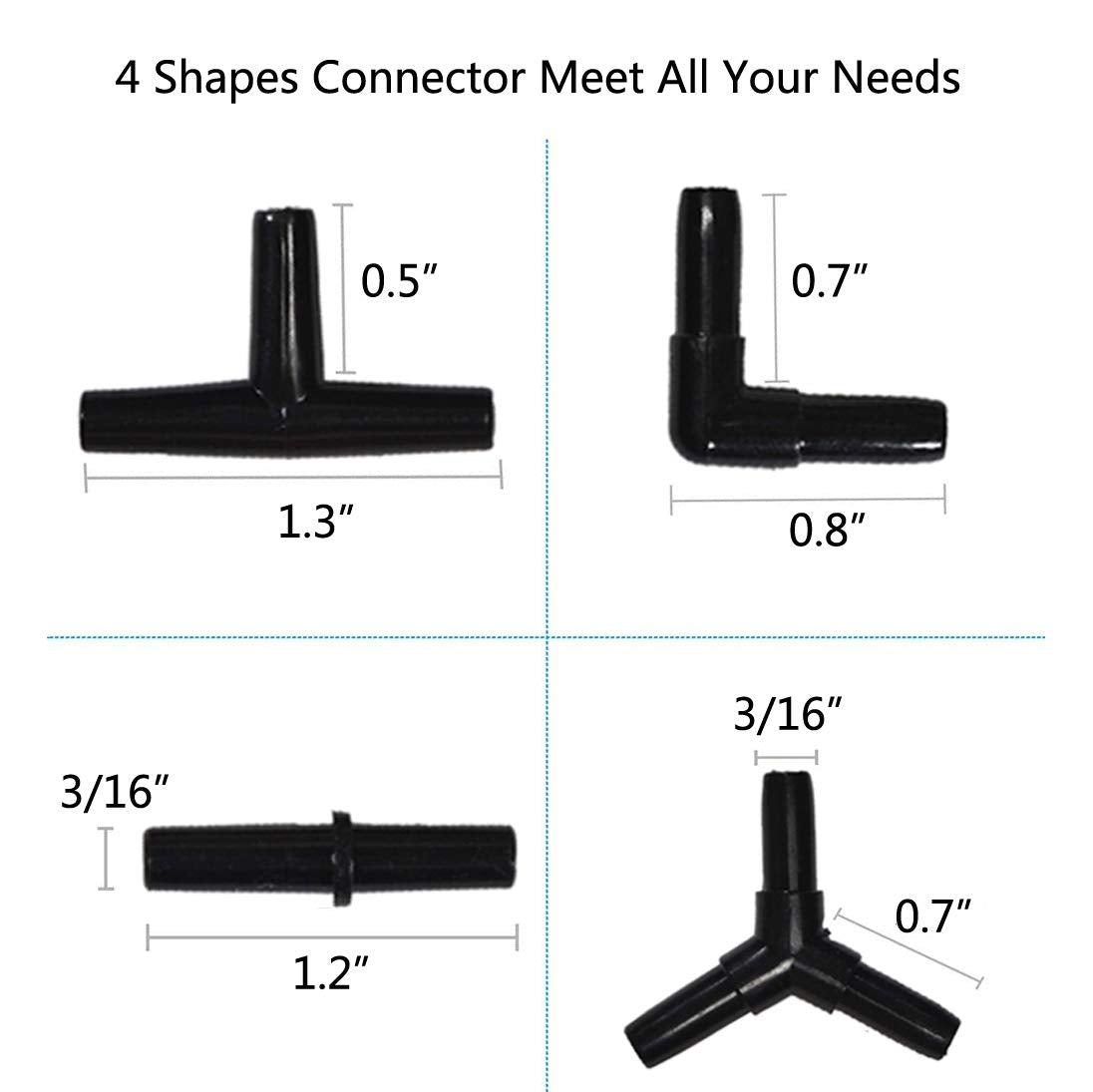 Jih Aquarium 100 Feet Airline Tubing Standard 3/16' With Connectors For Fish Tank Terrariums, And Hydroponics