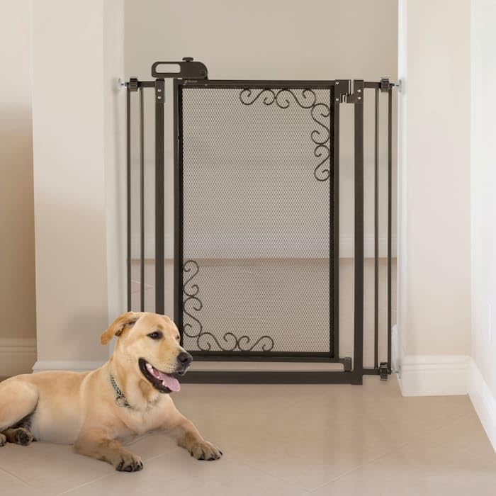 Richell - Tall One-Touch Metal Mesh Pet Gate (94943) Antique Bronze Pet Gate