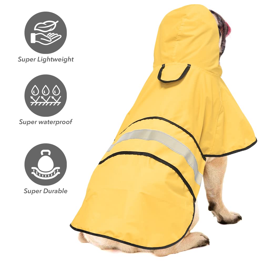 Ezierfy Reflective Dog Rain Coats - Waterproof Adjustable Pet Raincoat Jacket, Lightweight Dog Apparel & Accessories Raincoat Fo