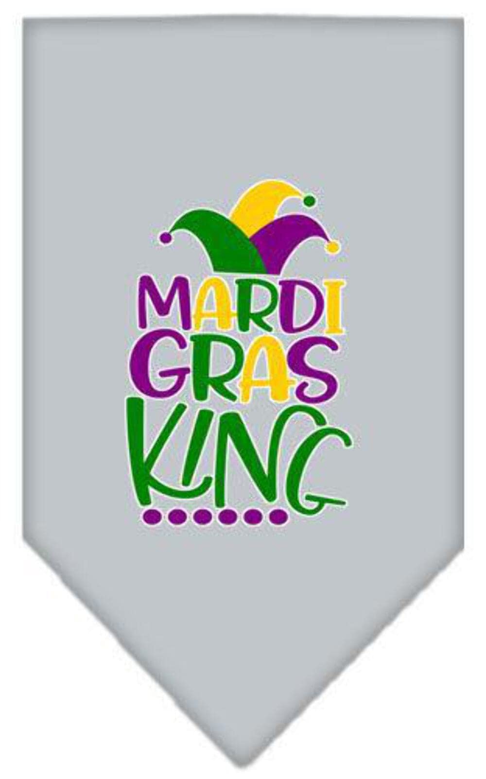 Mirage Pet Product Mardi Gras King Screen Print Mardi Gras Bandana Grey Small