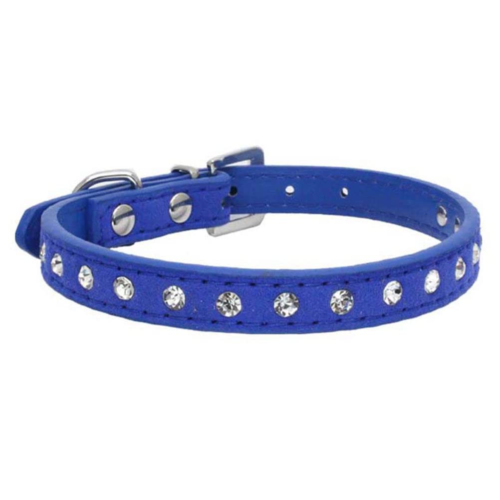 Puppy Dog Collar With Crystal Diamond Colorful Bling Girl Puppy Cat Collars Dark Blue M