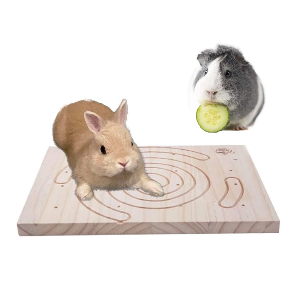 Litewoo Rabbit Scratch Board Foot Pad Mat Chew Toy Grinding Claws Teeth Natural Wood For Small Animal Rabbit Hamster Chinchilla Guinea Pig Ferret Gerbil Bunny Rat Cage Accessories (A)