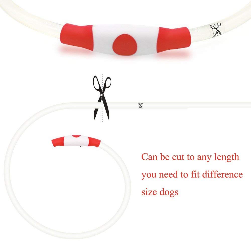 Domagiker Light Up Dog Collars - Waterproof Led Dog Collar, Glow In The Dark Puppy Collar, Tpu Cuttable Lighted Dog Collar For S