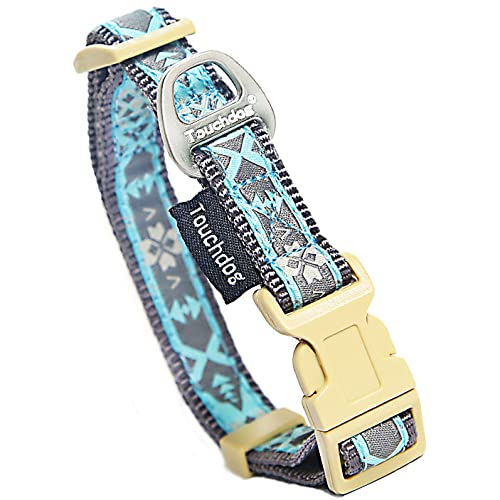 Touchdog 'Shape Patterned' Tough Stitched Embroidered Collar And Leash, Small, Blue