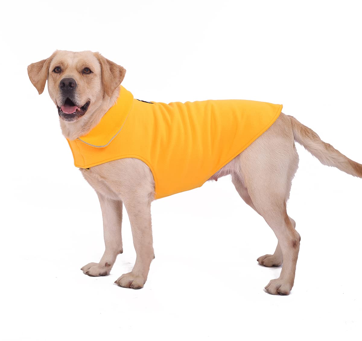Fleece Dog Coat Pet Jacket Reflective For Cold Weather For Extra Large To Small Pets(Yellow,L)