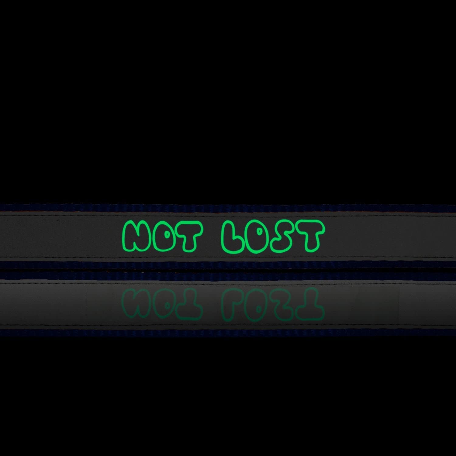 Ruse Pet Not Lost Dog Glow in The Dark Printed Reflective Nylon Neck Belt Adjustable Dog Collar for Puppy, Small, Big Dogs.