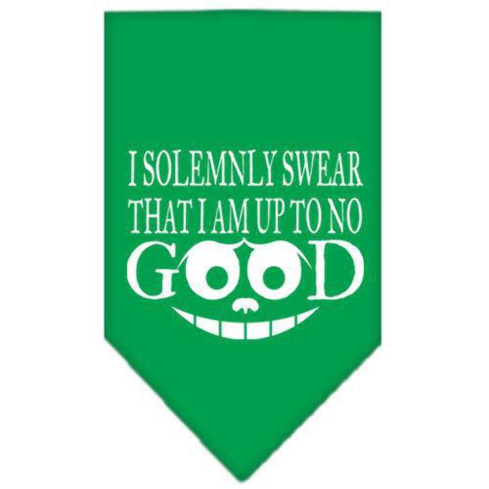 Pet and Dog Bandana Screen Printed, &quot;I Solemnly Swear That I Am Up To No Good&quot; Emerald Green Small