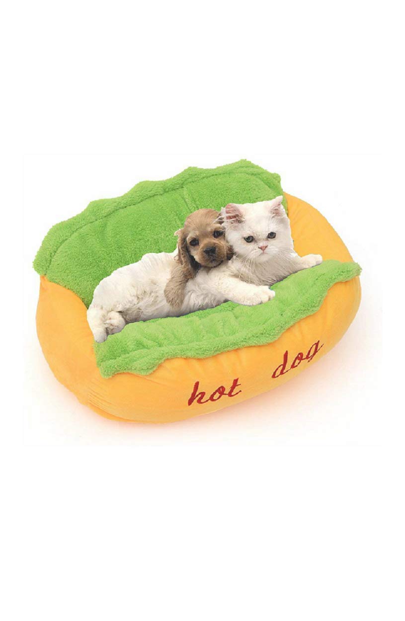Hot Dog Design Pet Dog Bed,Soft Removable And Washable Pet Mat Dog House Dot Small Pet Animal Small Dog Bed