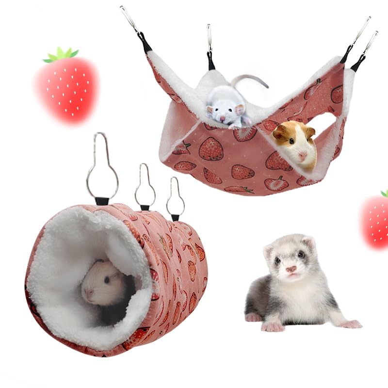 Rat Ferret Hammock Toys Cage Accessories, Guinea Pig Hideout Tunnel, Warm Bed For Rat Ferret Guinea Pig Sleep Hide And Play (2.H