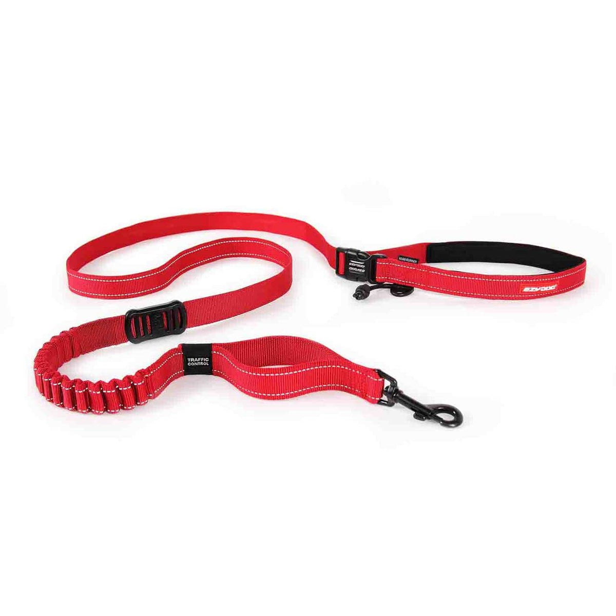 Ezydog Road Running Best Hands-Free Walking, Jogging, And Running Zero Shock Bungee Dog Leash - Reflective Stitching And Adjustable Waist Belt - Provides Superior Comfort, Safety, Control (Red)