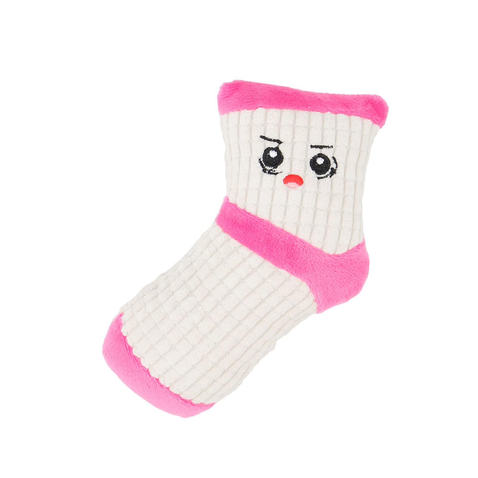 Squeaky Dog Toys, Pet Funny Stuffed Plush Cute Socks Birthday Gift Chew Toys for Small Medium Dogs(Pink White)