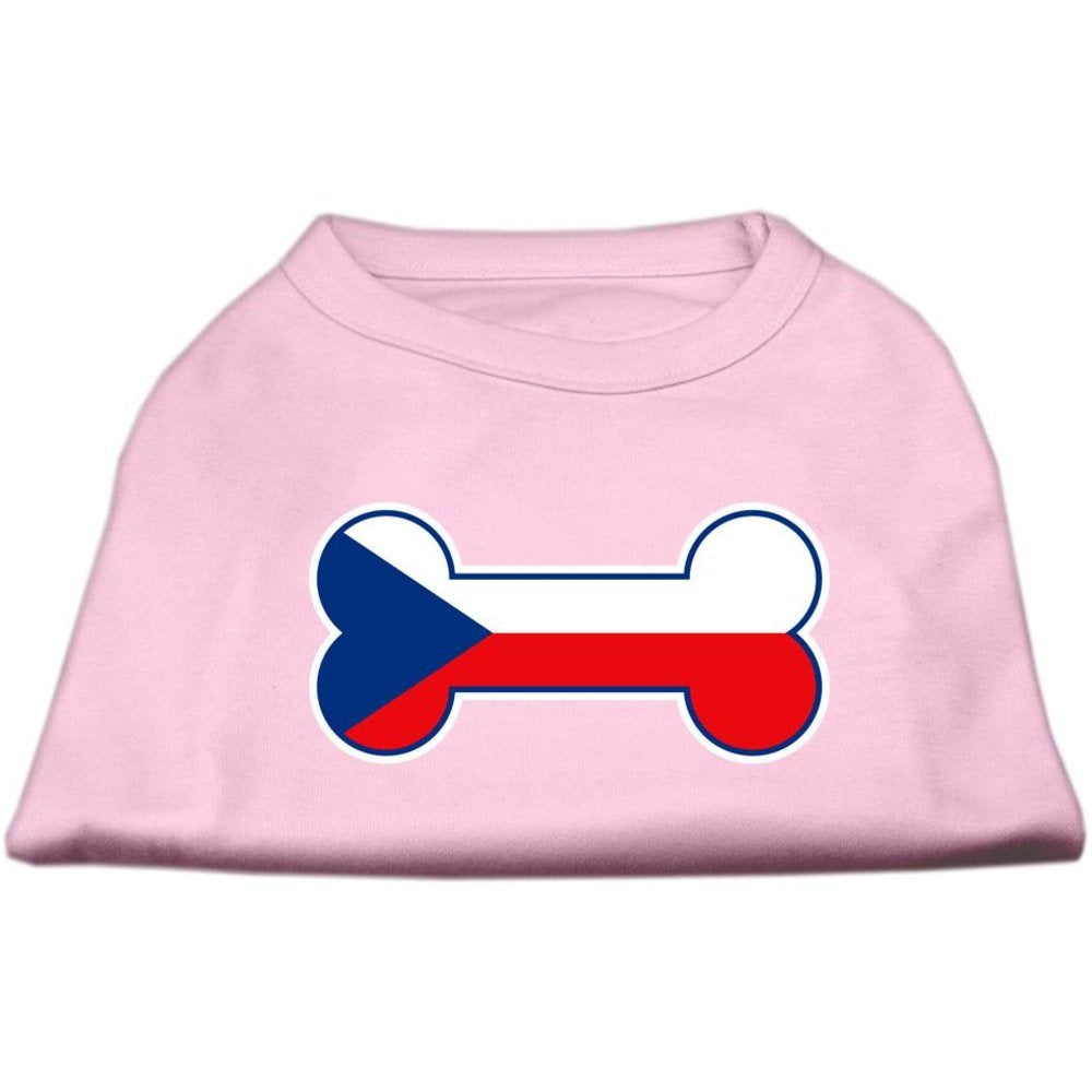 Pet Dog & Cat Shirt Screen Printed, 'Bone Flag Czech Republic' Light Pink Xl (14-20 Lbs.)