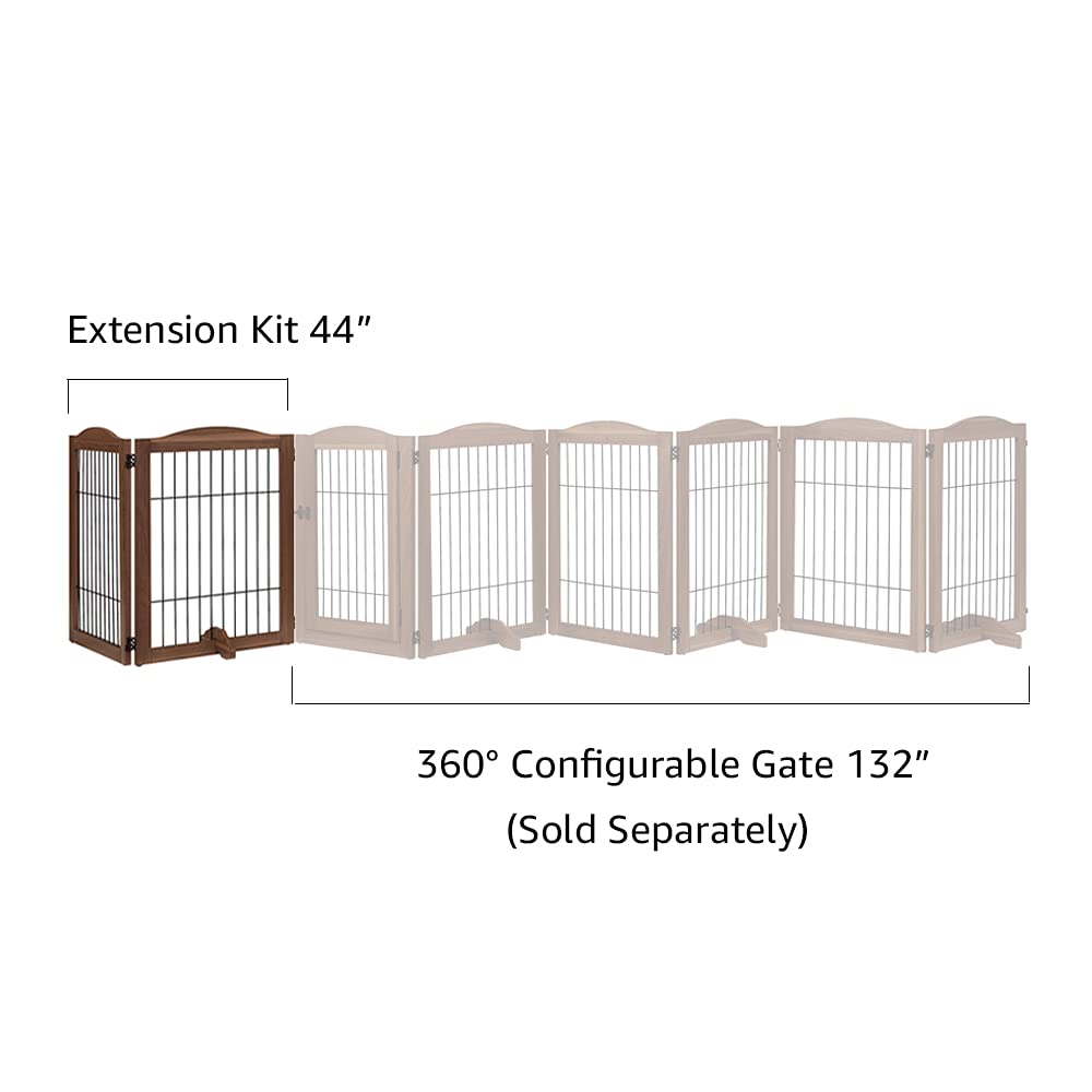 Unipaws 44'' Wide Dog Gate And Extension Kit, Free Standing Pet Gate, Wooden Dog Gates For Stairs, Doorway, Indoor Safety Fence