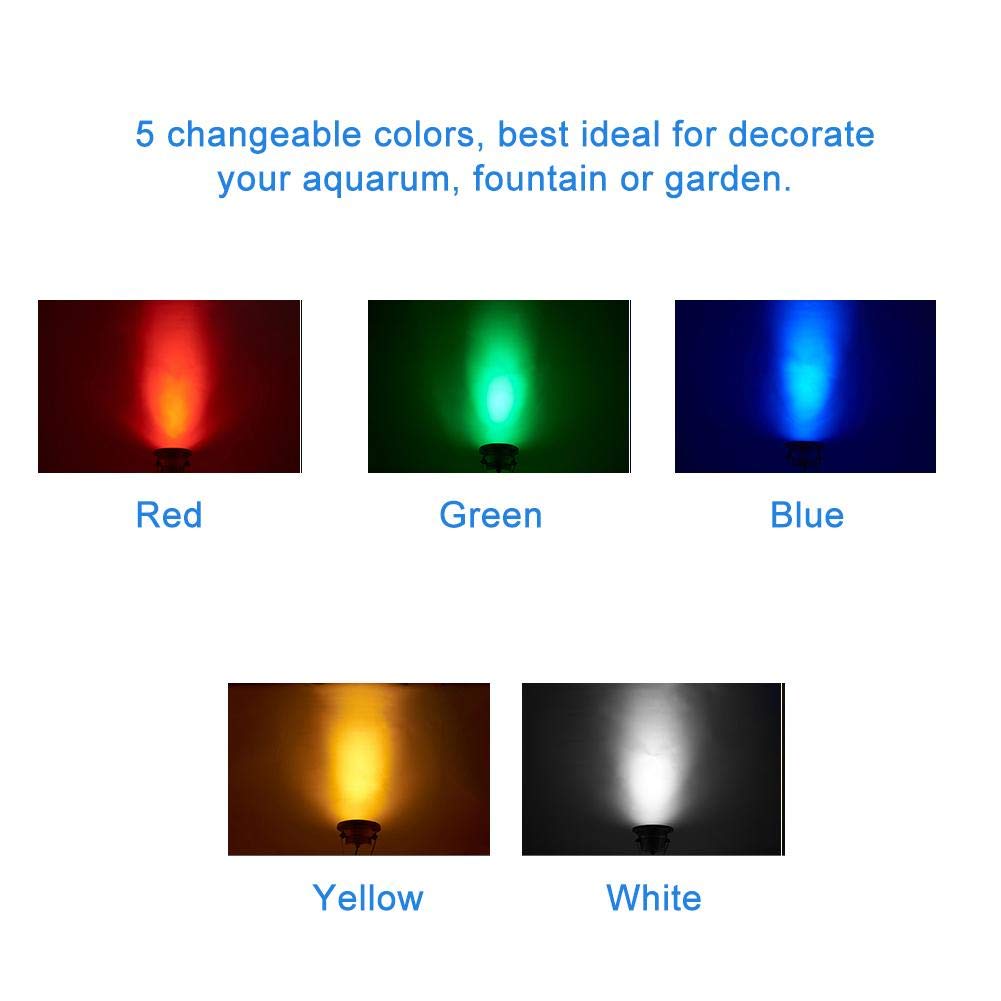 Semme LED Fish Spot Light, 180 Degree Rotation Mini RGB Spotlights Submersible Fish Lamp for Aquarium Fountain Fish Pond Water G