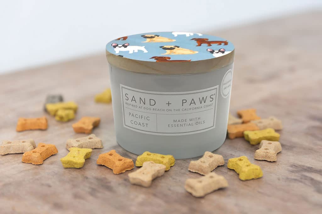 Sand + Paws Scented Candle - Clean Waves - Additional Scents And Sizes –Luxurious Air Freshening Jar Candles Neutralize Pet Odors And Enhance Home Décor – 100% Cotton Lead-Free Wicks - 12 Oz