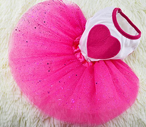 Idepet Spring Summer Pet Dog Cat Puppy Tutu Princess Dress Heart Printed Lace Skirt Clothes Pet Apparel (Xs)