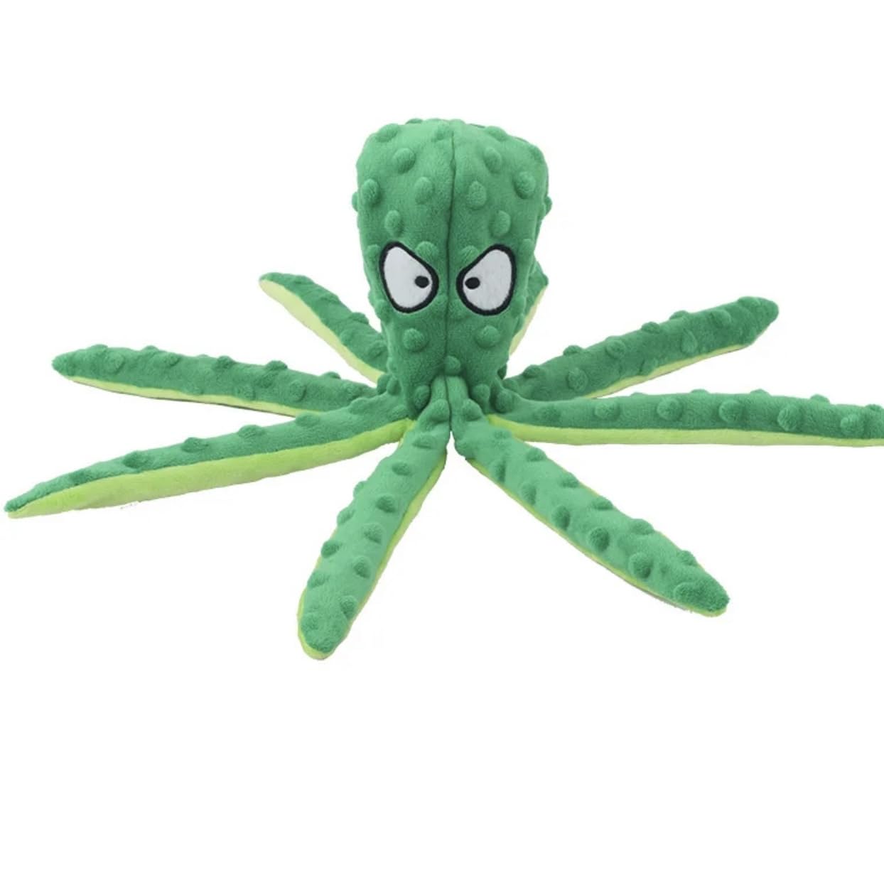 Wishstore Squeaky Octopus Dog Toys - No Stuffing Crinkle Plush Dog Toy - Pack Of 2 (Blue And Green)