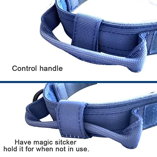Tactical Dog Collar Military Dog Collar Adjustable Nylon Dog Collar Heavy Duty Metal Buckle With Handle For Dog Training (Dark Blue,Xxl)