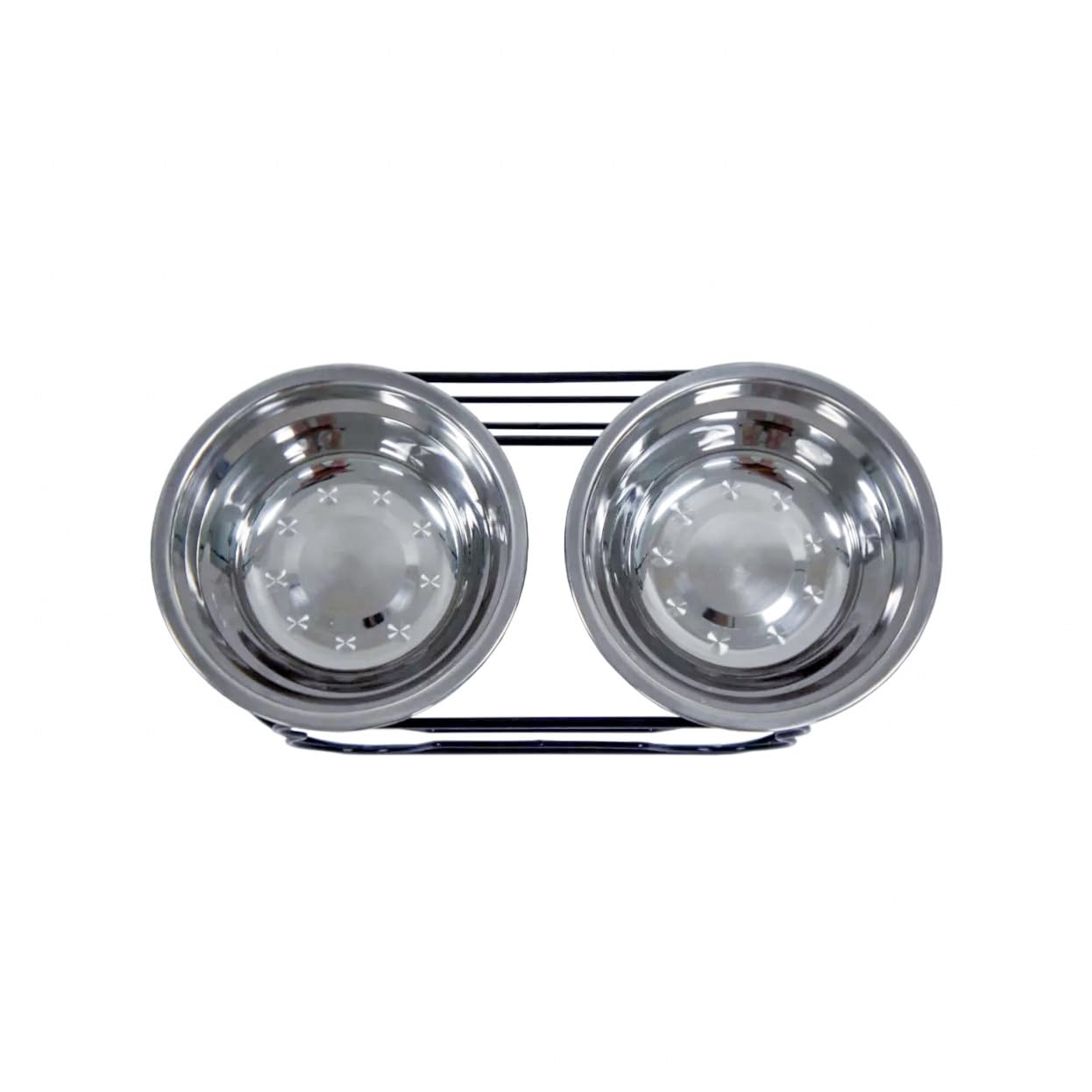 Yml 5-Inch Wrought Iron Stand With Small Double Stainless Steel Feeder Bowl