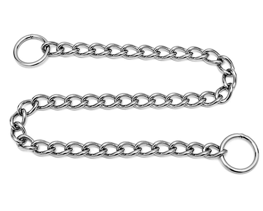 SGODA Chain Dog Training Choke Collar, 304 Stainless Steel, Total Length 22 in, 3 mm