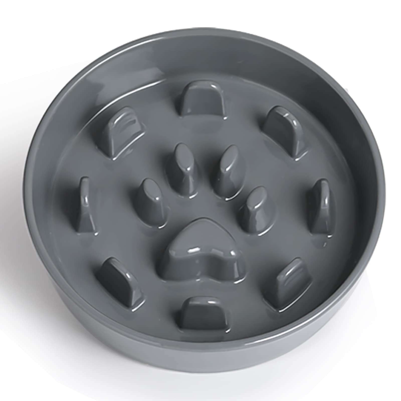 Slow Feeder Dog Bowls, Ceramic Fun Slow Eater Bowl For Small Medium Breed (Grey)