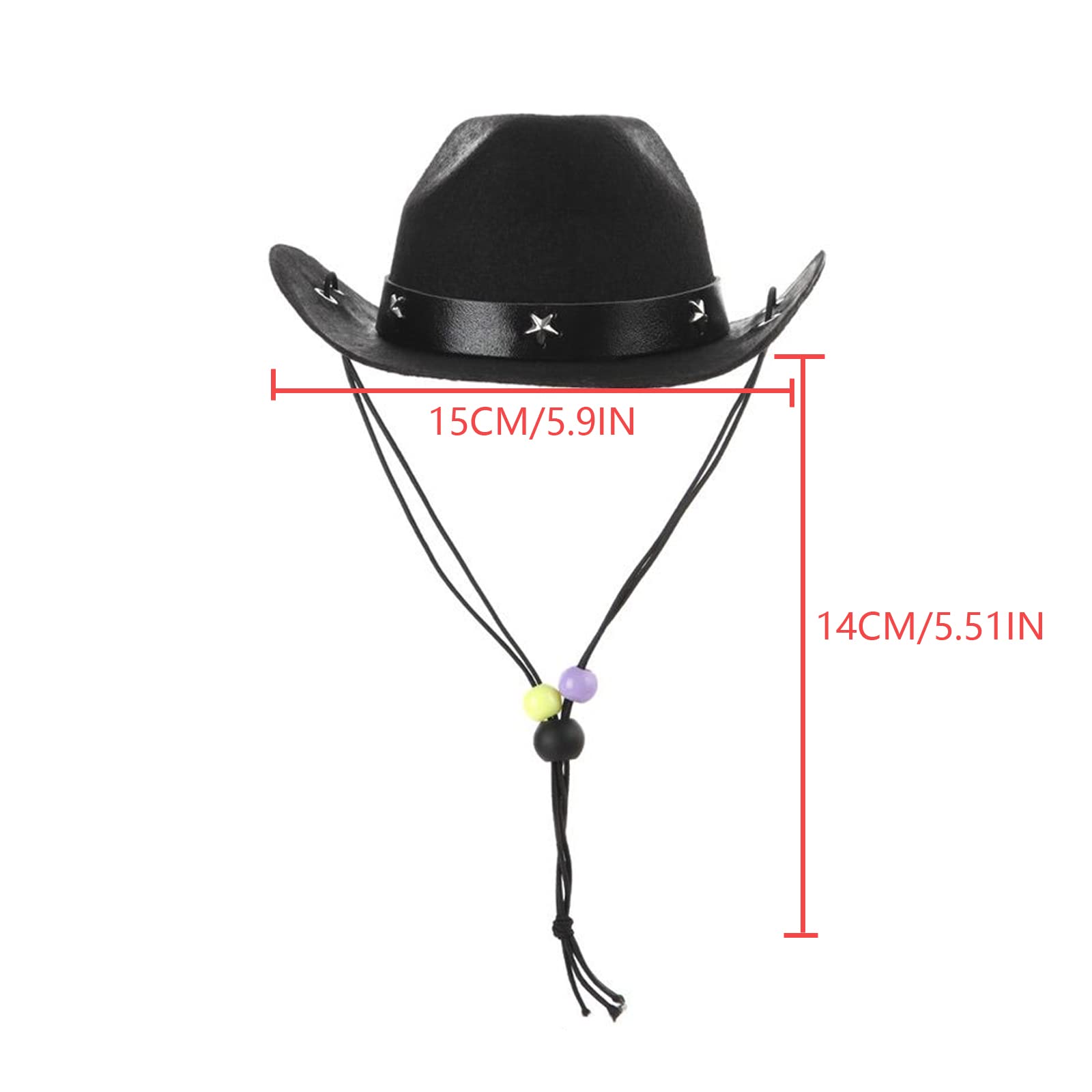 Awocan Pet Dog Costume Cowboy Hat Cosplay Cap Puppy Pet Dog Cat Holiday Pet Party Decoration (Black)