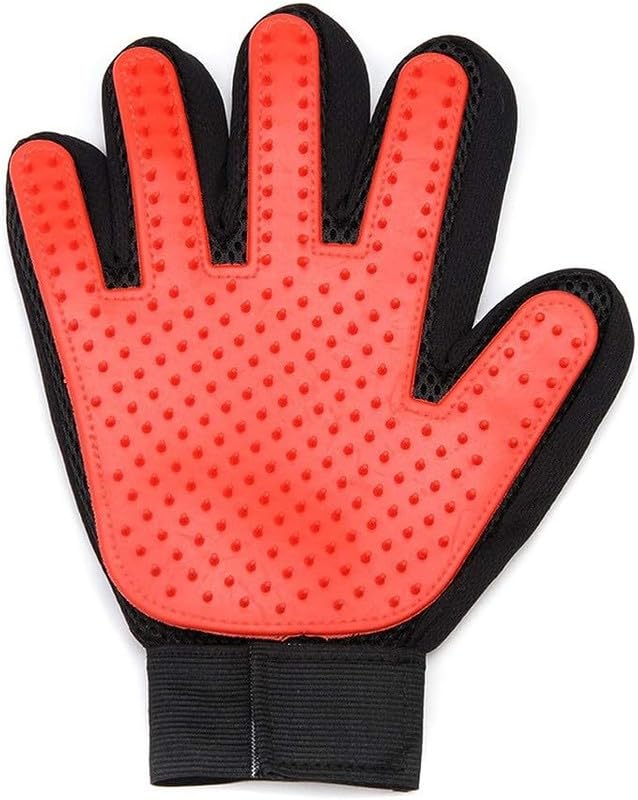 Bohobark Pet Grooming Deshedding Brush Gloves Bathing Tool For Cats & Dogs (Red)