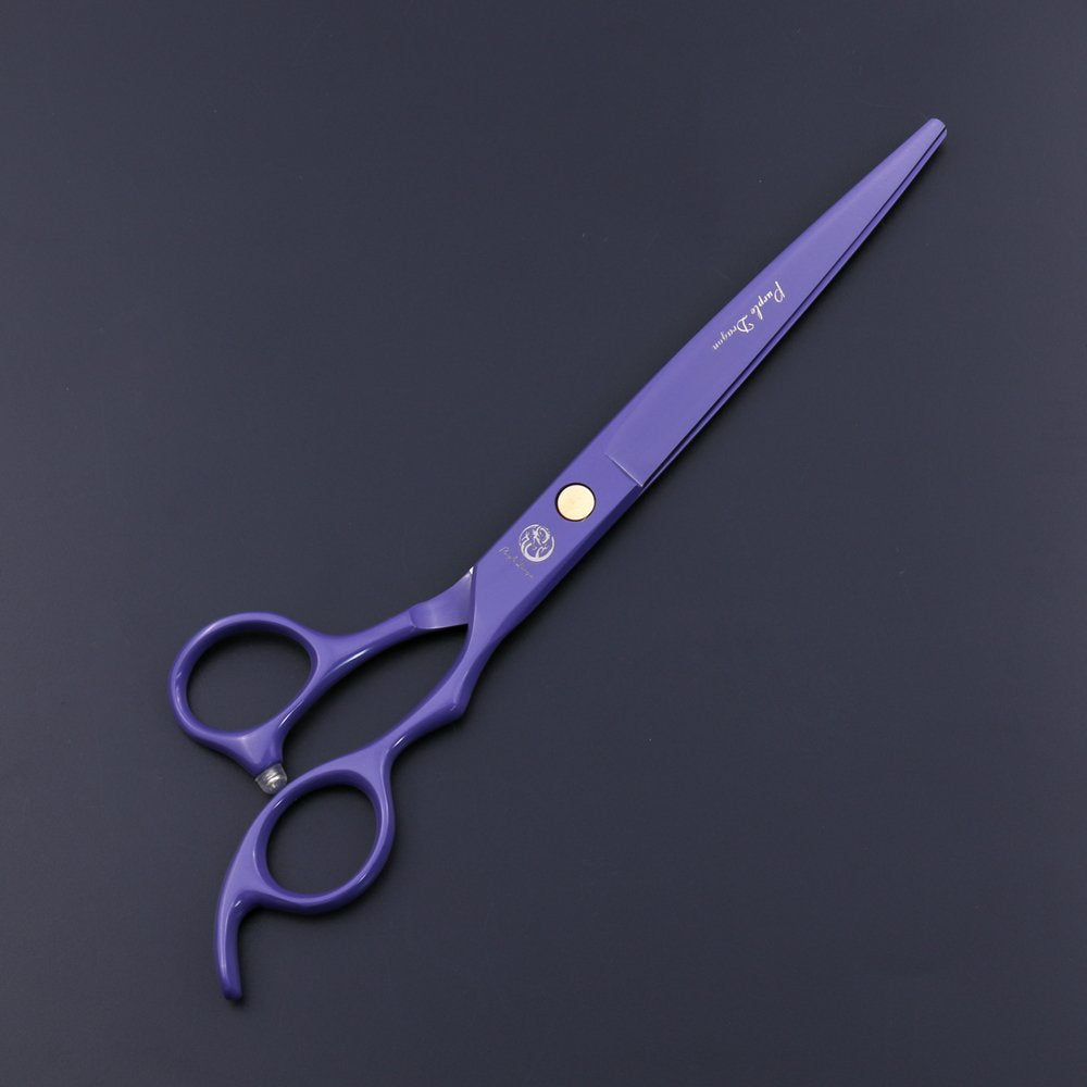 Purple Dragon 7.0 Inch Professional Dog Grooming Hair Cutting Scissor &Curved Scissor&Chunker Shear Kit With Bag - For Pet Groomer Or Family Diy Pet Use