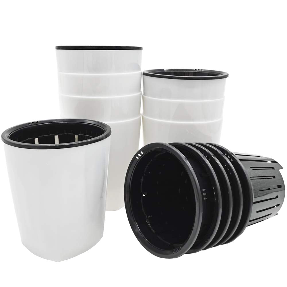 OJYUD 8 Pack 4 Self-Watering White Plastic Planters, Modern Decorative Pots for House Plants, Flowers, Herbs, African Violets