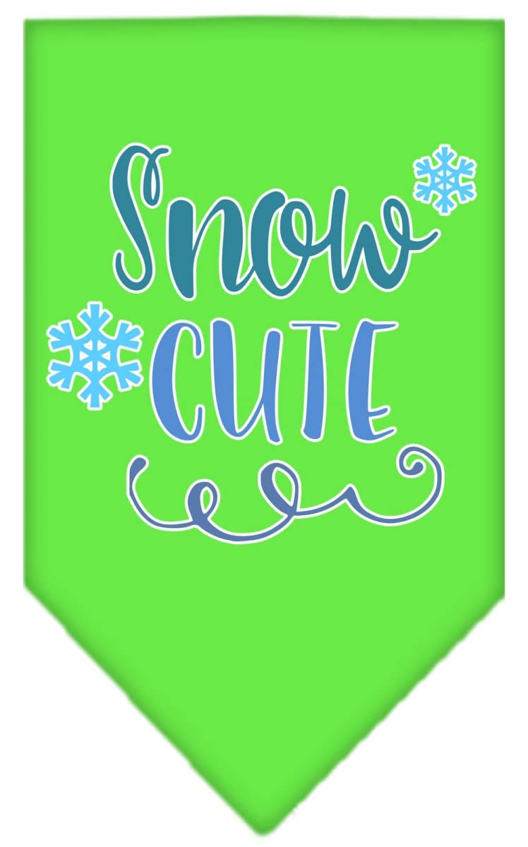 Christmas Pet and Dog Bandana Screen Printed, &quot;Snow Cute&quot; Lime Green Large