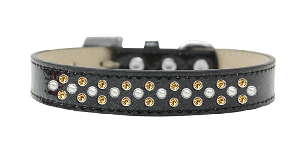 Mirage Pet Products Sprinkles Ice Cream Dog Collar with Pearl and Yellow Crystals, Size 14, Black
