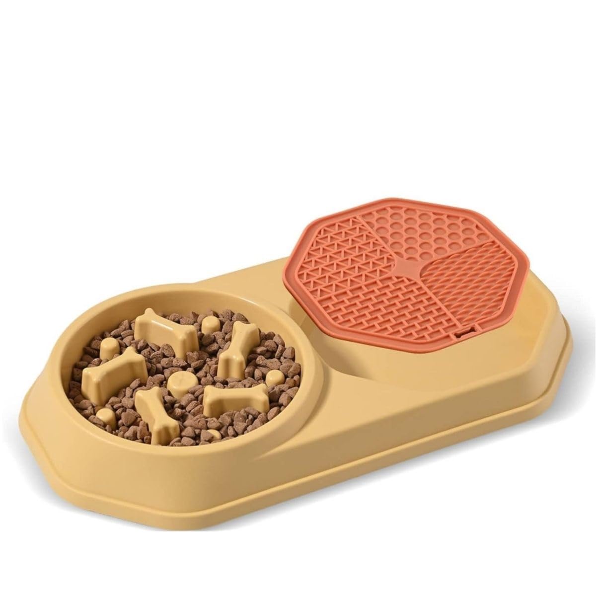 Credly Slow Feeder Dog Bowl With Removable Lick Mat, DualPortion Pet Feeder Station For Healthy Digestion, Bloat Stop Puzzle Bo