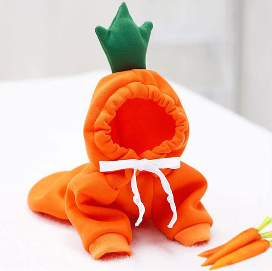 Xiaoyu Pet Clothes Dog Hoodies Warm Sweatshirt Coat Puppy Autumn Winter Apparel Jumpsuit With Fruit Hood, Carrot, S