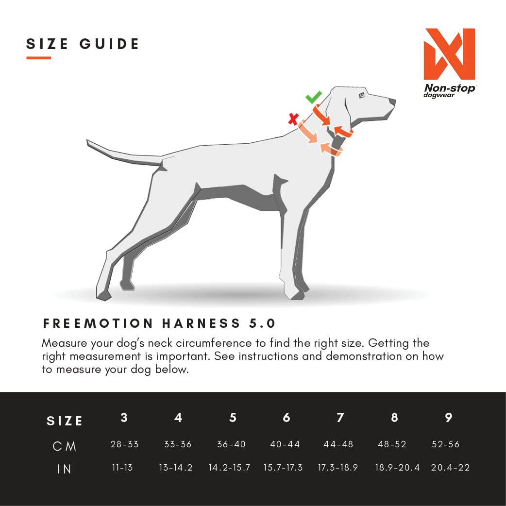 Non-Stop Dogwear Freemotion Harness 5.0 Dog Pulling Harness For Sports Like Running, Biking And Skiing With Dogs, Professional Adjustable Dog Harness, Orange/Black, Size 5