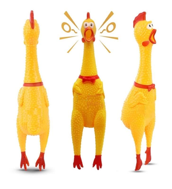 PSK PET MART Squeeze Chicken Rubber Toy with Sound, BPA Free, Safe and Non Toxic Chicken Toy for Pets (Pack of 1) (Medium Size)