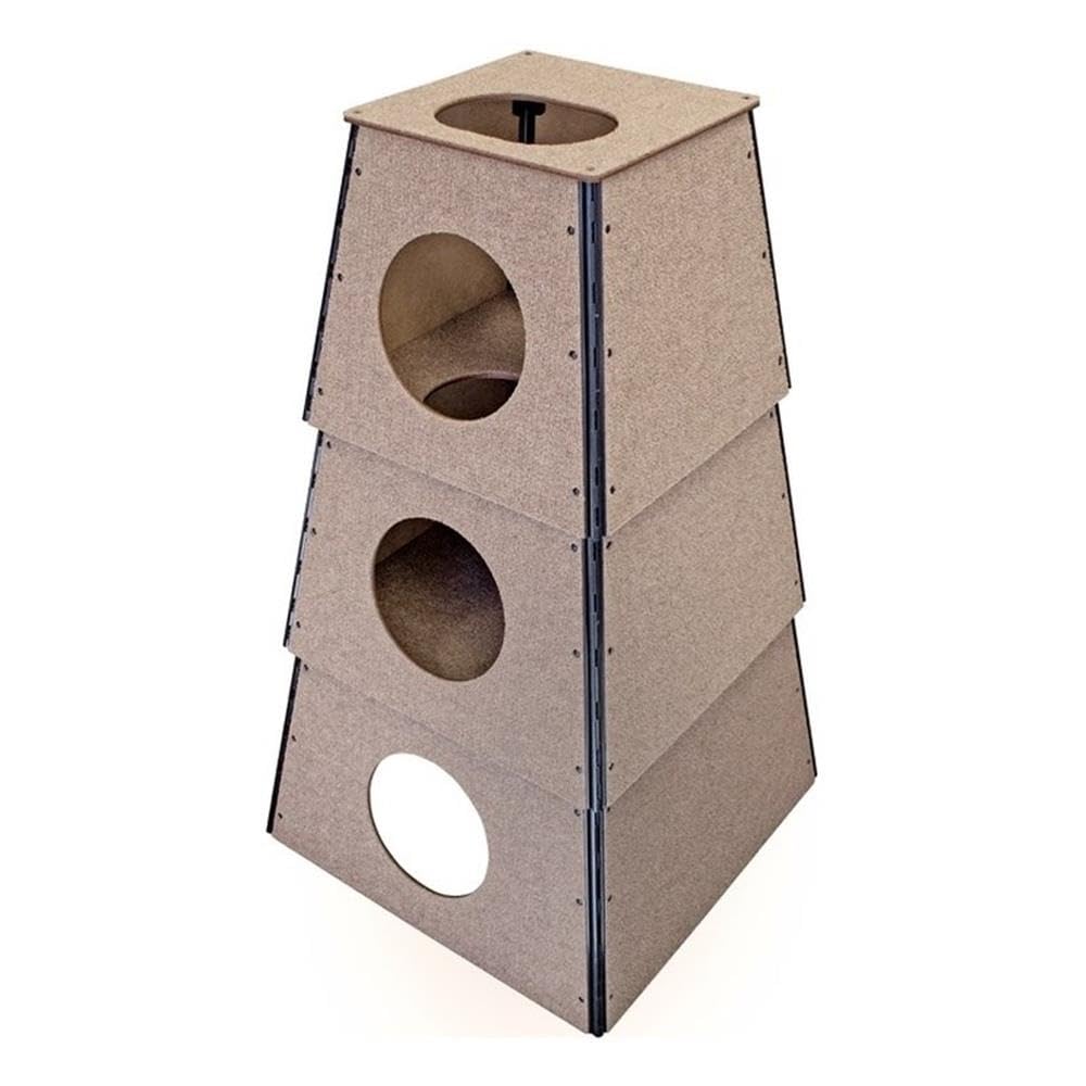 Happystack Cat Tower Model HS3SQTANLG Pyramid Style in Tan Indoor/Outdoor Carpet for Large Cats