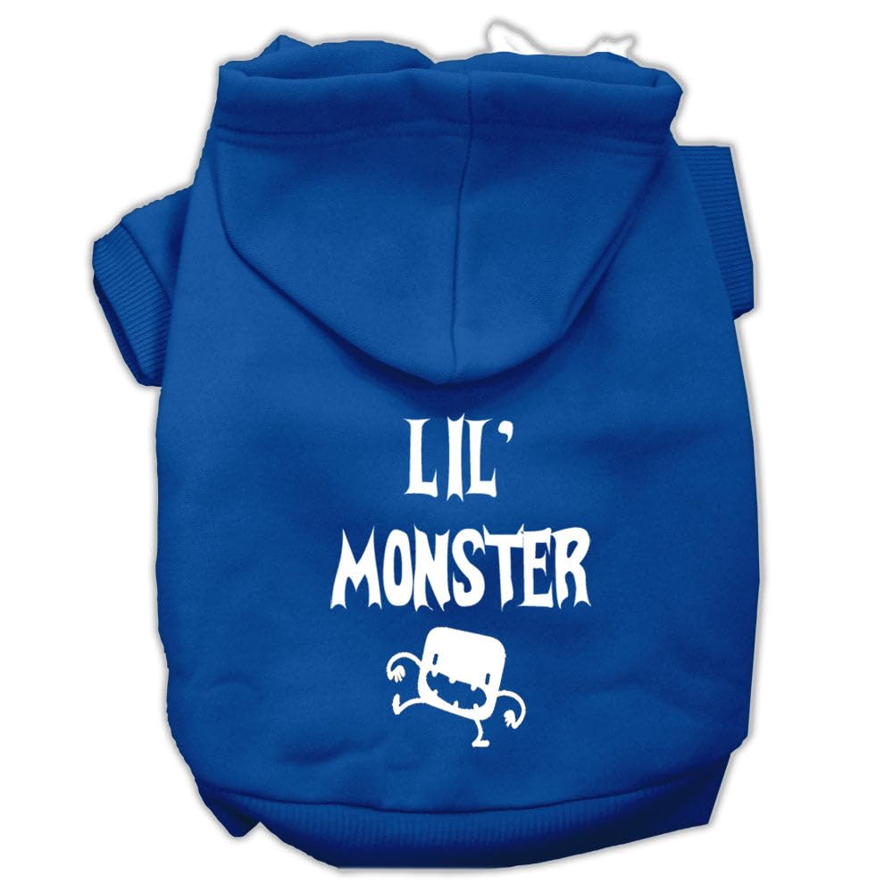 Halloween Pet, Dog & Cat Hoodie Screen Printed, 'Lil Monster' Blue Xs (0-3 Lbs.)