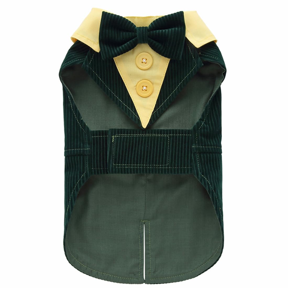 Doteyayp Puppy Velvet Tuxedo With Detachable Bowtie Prom Wedding Formal Wear Prince Costume For Small Dog (Large, Green)