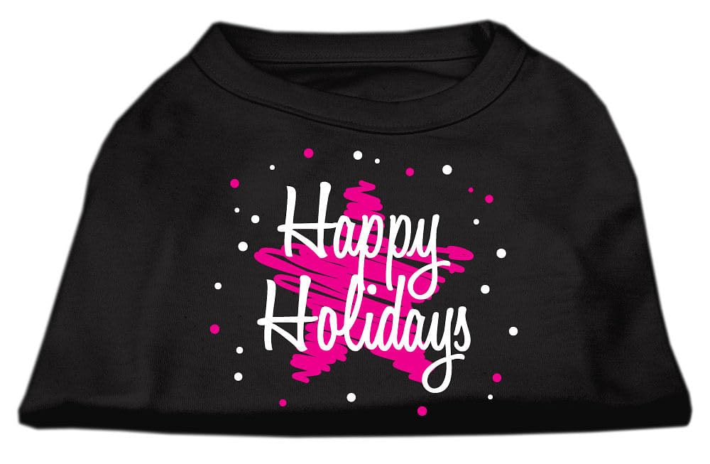 Mirage Pet Products Scribble Happy Holidays Screenprint Shirts Black Xs (8)